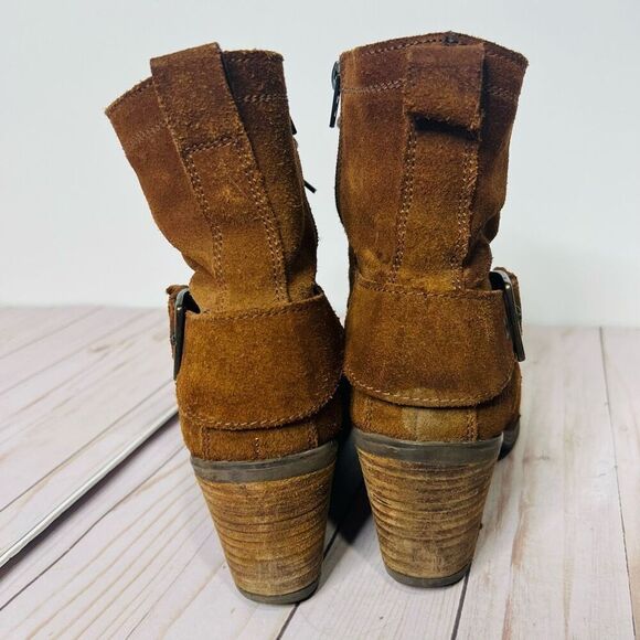 Taos Brown Suede Leather Ankle Heeled Boots Lace Up Sz 41 - Picture 4 of 10